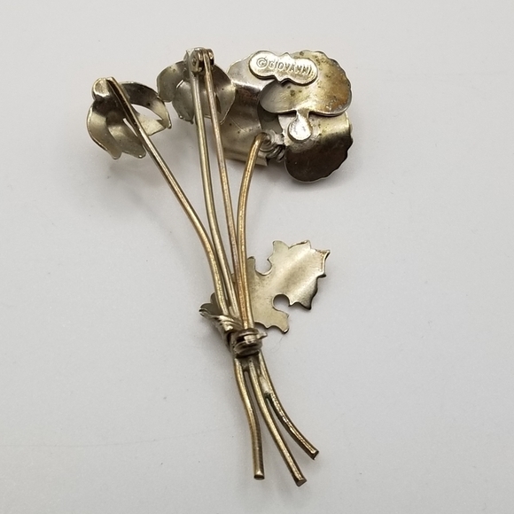 GioVanni Di Rocco Silver Tone Metal Wild Flower Pin Brooch Realistic Signed 70s - Picture 11 of 16